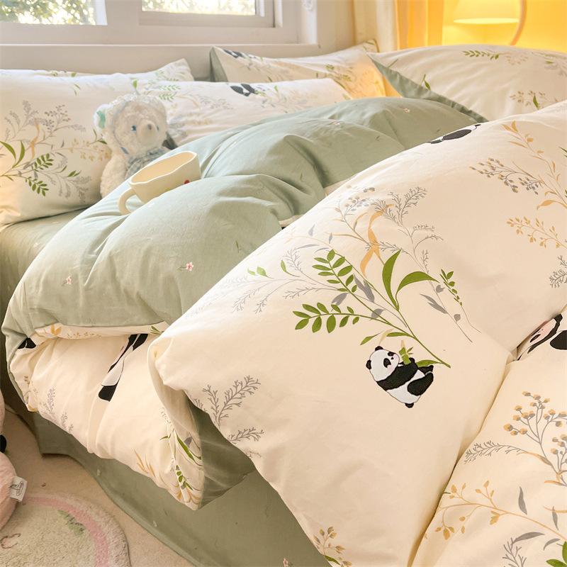 Bedding Four-piece Set, Cotton Pure Cotton Floral Quilt Cover, Bed Sheet Dormitory Three-piece Set