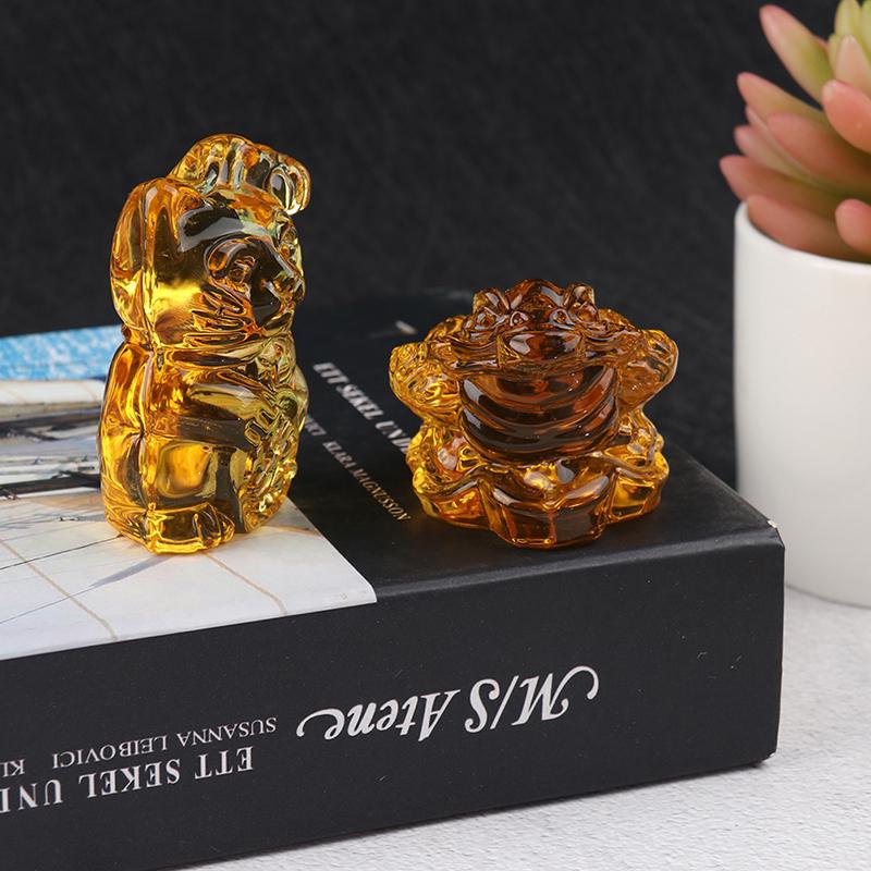 Chinese Yellow  Feng Shui Lucky Cat Fortune Frog Gift Home Decorations