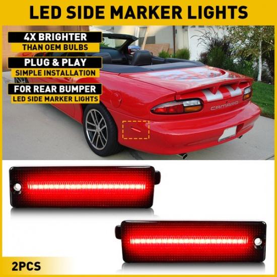 Passend für 1998-2002 Pontiac Firebird Rote LED Seitenmarkierungsleuchten Geräuchert Vorne Auto Seite