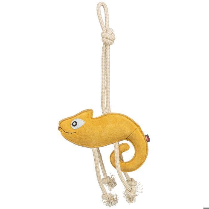 Jouet pour chien - TRIXIE - Chamélion - Corde en cuir - Durable - Jaune