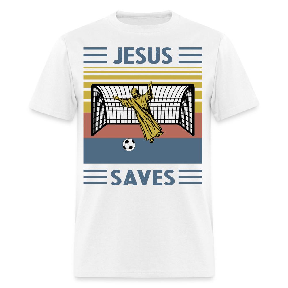 

Jesus saves shirt Catholic Religious Soccer goalkeeper T-Shirt size S-6XL 4XL