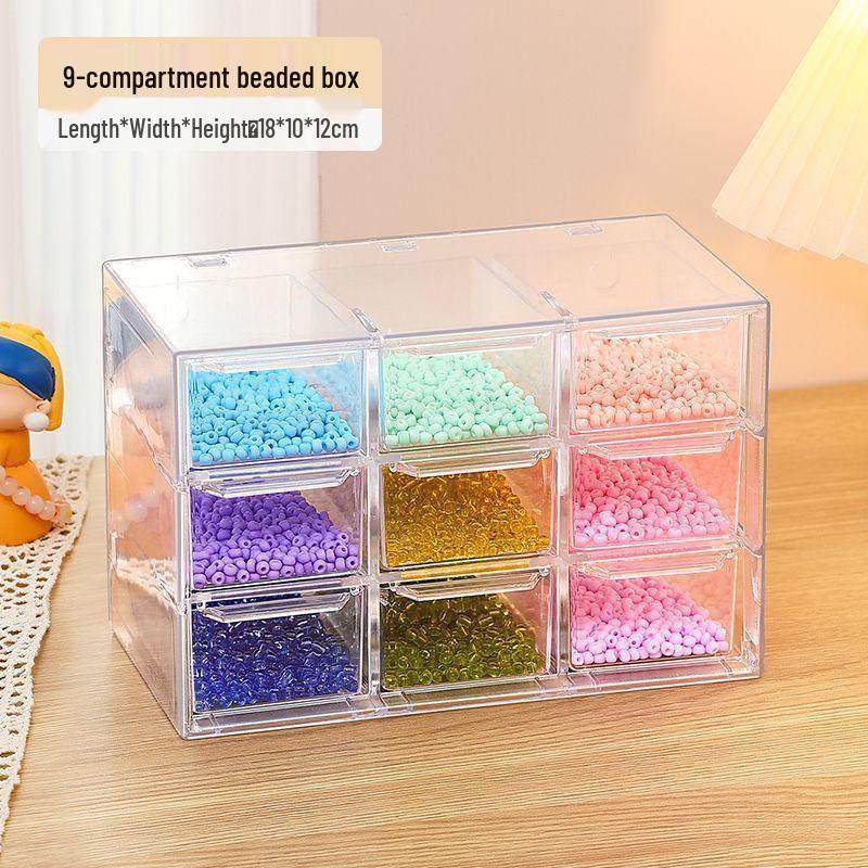 Transparent Multi-Compartment Colored Glaze Beads and Jewelry Organizer Box