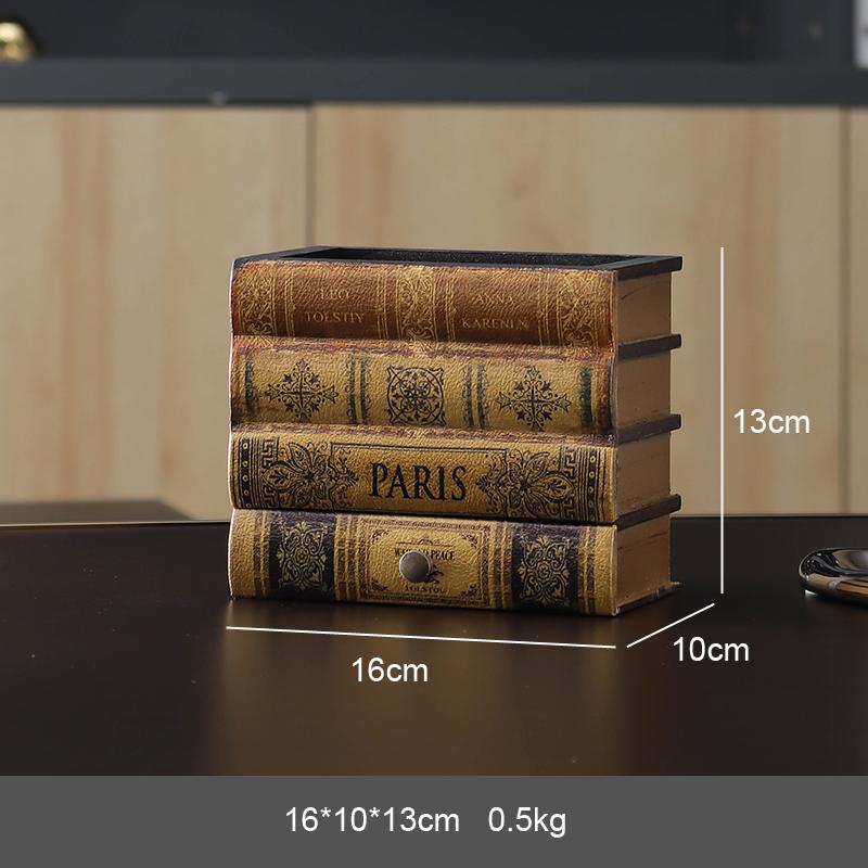 

Vintage Wooden Book Shaped Storage Box Decorative Items Home Bedroom Jewelry Box Ornaments Office Study Desk Storage Accessories