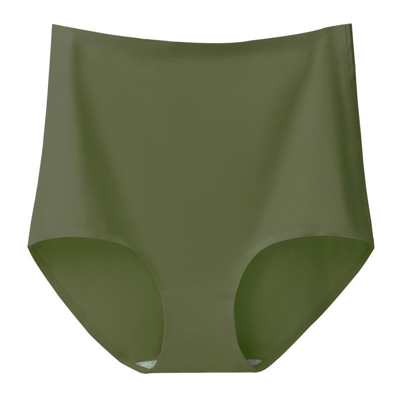Breathable Women's High Waist Seamless Cotton Crotch Panties - Thin Ice Silk, White, Abdomen Control.
