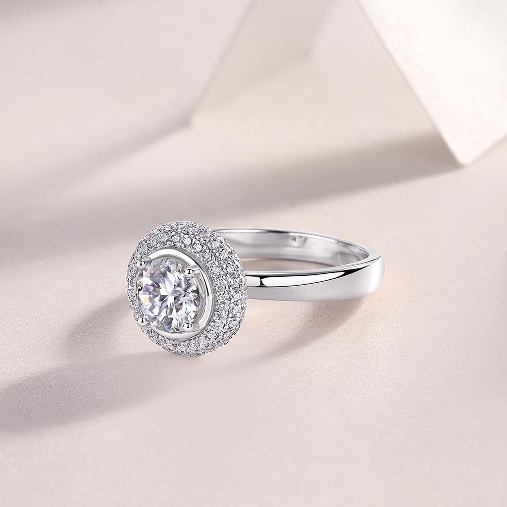 S925 Silver Ring Moissanite High Set Ring Gold Plated Ring Panyu