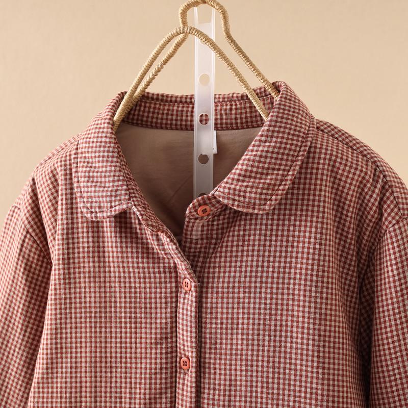 2025 Autumn/Winter Women's Plaid Cotton Jacket - Padded Long Sleeve Loose Cardigan