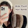 Women Girls Plush Widen Thicken Plush Hair Bands Faux Fur Headbands Soft Fluffy Furry Hair Hoops Winter Headdress