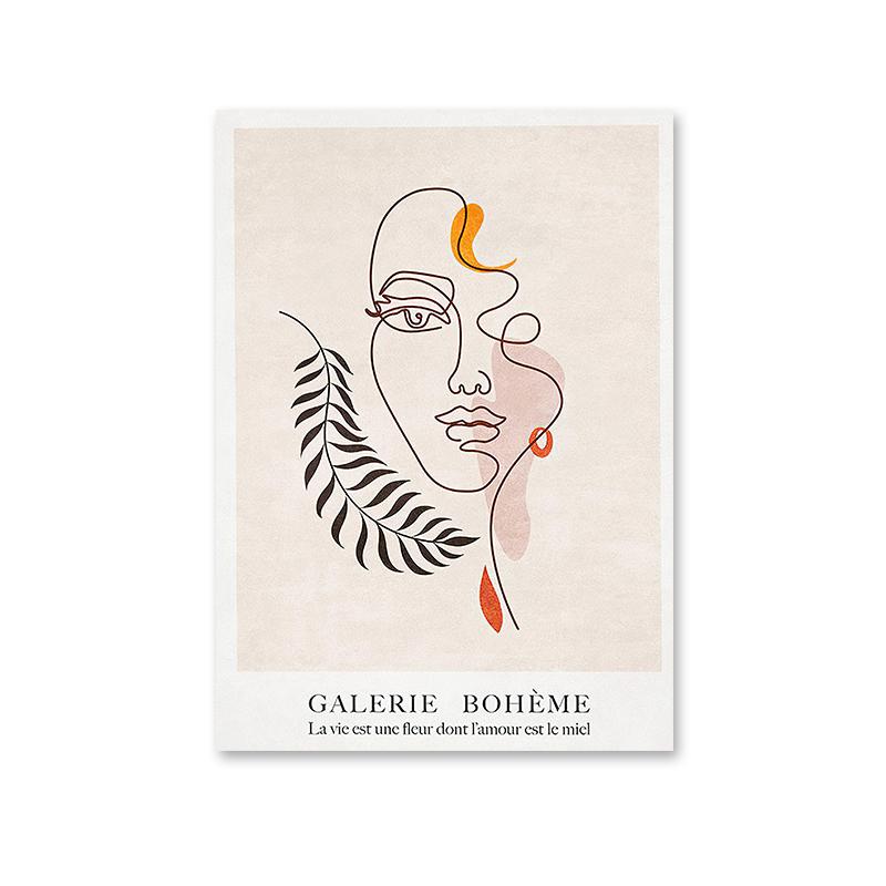 Abstract Matisse Floral Woman Line Rainbow Posters Canvas Painting Wall Art Print Pictures Living Room Interior Home Decoration