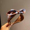 High-End Floral Blue Coffee Bow Headband: Versatile Women's Wide-Brim Hair Accessory