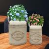 2x Flower Rustic Jug for Artificial Flowers French Bucket with Handle Metal Decorative Milk Vase