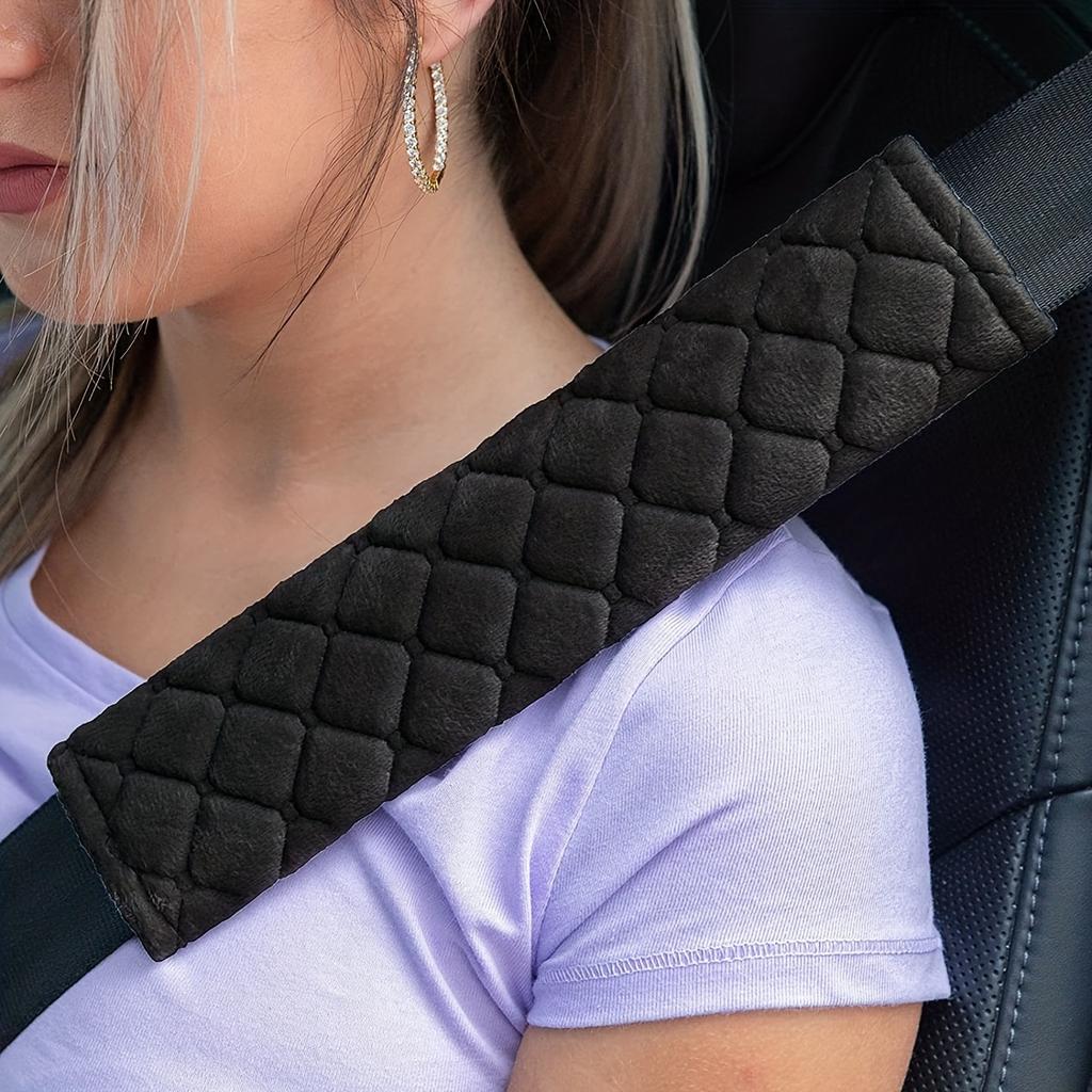 1Pc Travel Accessory Plush Car Seatbelt Embroidered Shoulder Pad
