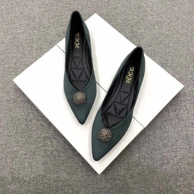 Fashion Green Pointed Toe Low Heel Elegant Shoes for Woman 2024 Black Moccasins Women's Summer Footwear Normal Leather Casual Chic Point