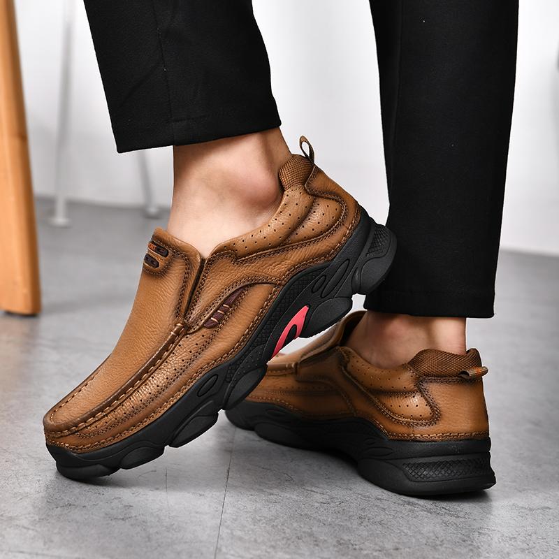 Fashion New Handmade Men Casual Shoes Leather Business Dress Shoes Fashion Outdoor Office Loafers Flats Antiskid Walking Driving Shoes