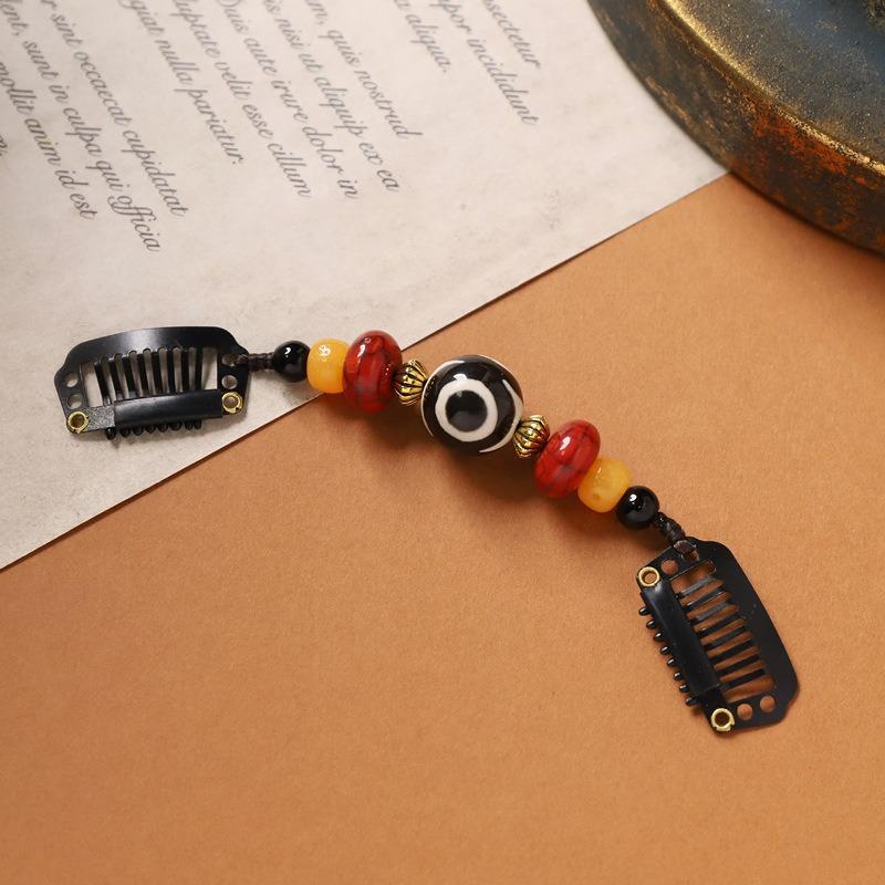Tibetan Natural Stone Woven Hairpin Retro Personalized Niche Edge Clip Hair Accessories Tibetan Exotic Women's Headdress