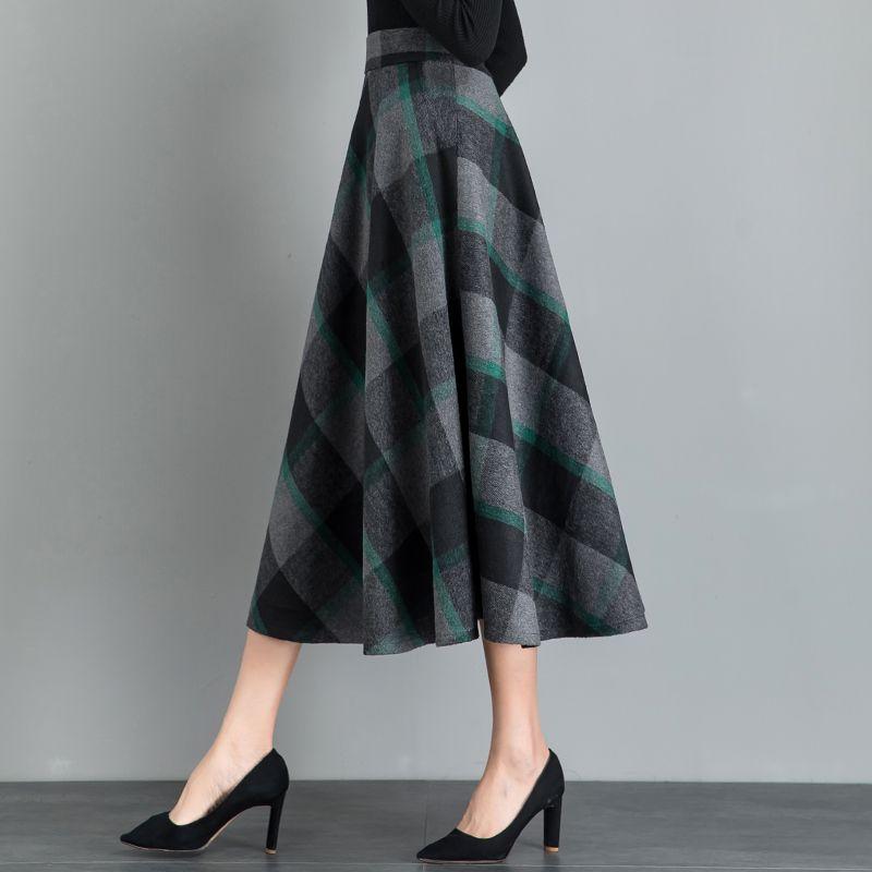 Neuer Herbst/Winter Verdickter Retro Karomidi-Rock - High Waist A-Linien Schwingrock für Damen