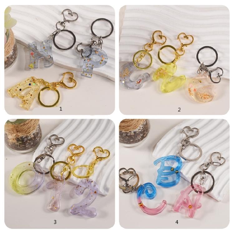 Silicone Keychain Mold with Hole Letter/Numbers Charm Key Pendant Crafting Mould Handmade Jewelry Making Supplies