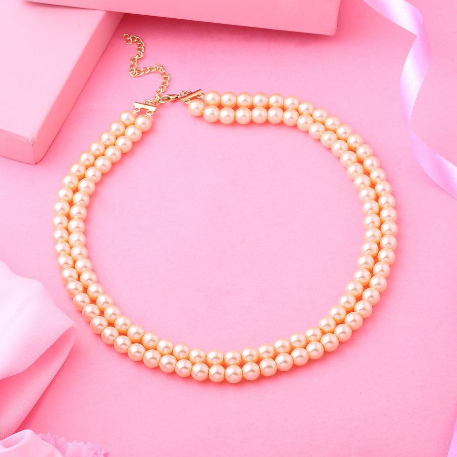 Estele Necklace with Double Line of Cream Pearls