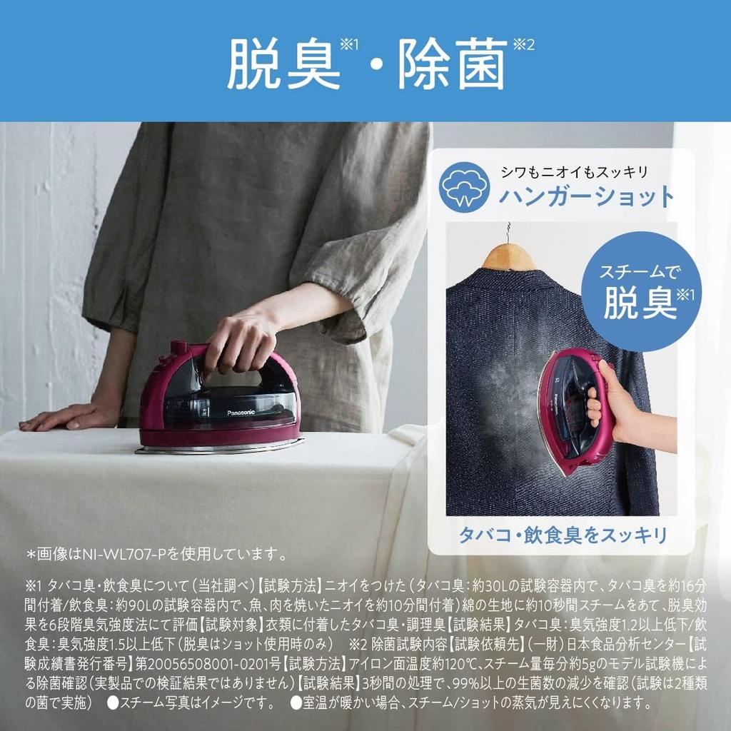 Panasonic NI-WL707-H Cordless Steam W Head Iron, Dark Gray