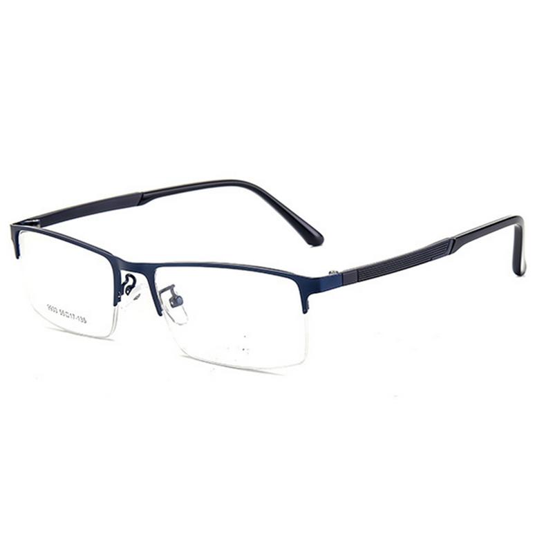 

Полуободковые деловые тонкие металлические очки с прозрачными линзами и анти-УФ покрытием мужские квадратные для близорукости рецептурные от 0 -0.5 -0.75 до -6 Myopia -6.0