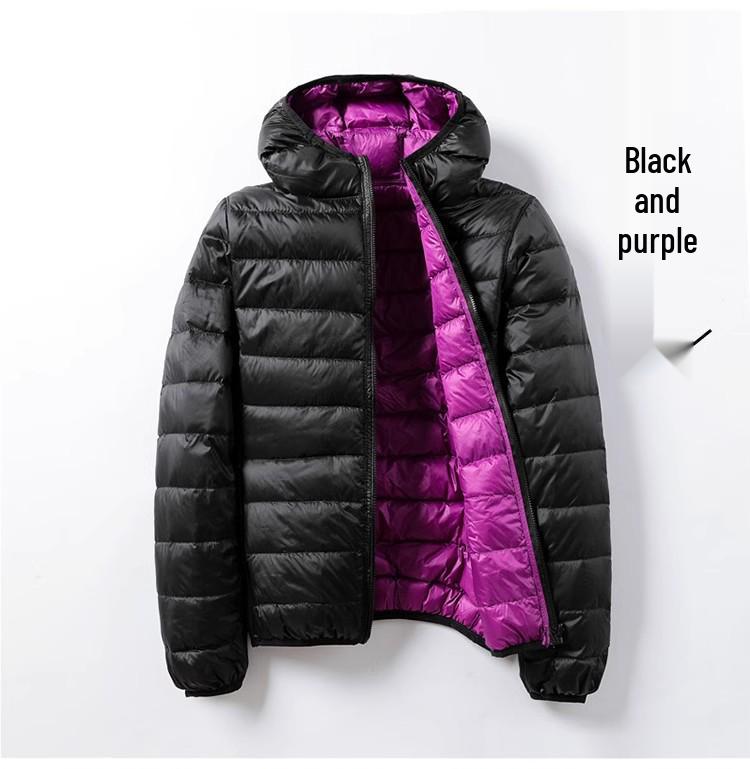 2024 Lightweight Reversible Hooded Down Jacket for Women - Plus Size