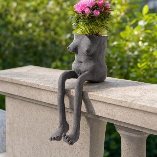 Creative Furniture Flower Pot, Cute Resin Planters, Funny Leg Shape Garden Figurines Planter for Home Lawn Yard Outside Decor