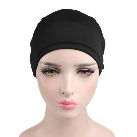 Pălărie cu turban cu decor exagerat de flori pentru femei, cu capotă elastică, de culoare solidă, pălărie pulover, moale, respirabilă, îmbrăcăminte de stradă