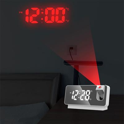 Budzik cyfrowy LED z projekcją 180° Obrót Budzik cyfrowy LED z projekcją Wyświetlanie temperatury Zegar nocny na biurko