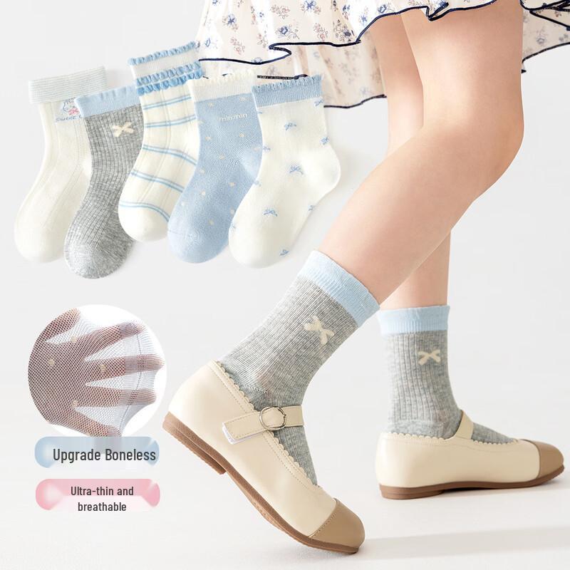 

Kids Sweet Breathable Mid-Calf Socks (5 Pairs, Random Colors) M (Age 3-5, Shoe 25-28)