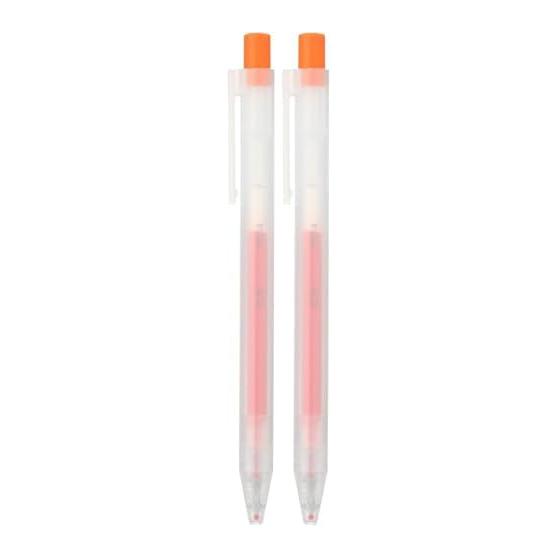 MUJI Smooth Writing Gel Ink Ballpoint Pen, Knock Type, Orange, 0.5mm