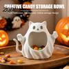 Unique Cat Lover Gifts 3D Printed Halloween Ghost Storage Holder, Decorative Kitten Statue with Matte White Ceramic Ornament Hollow Storage,