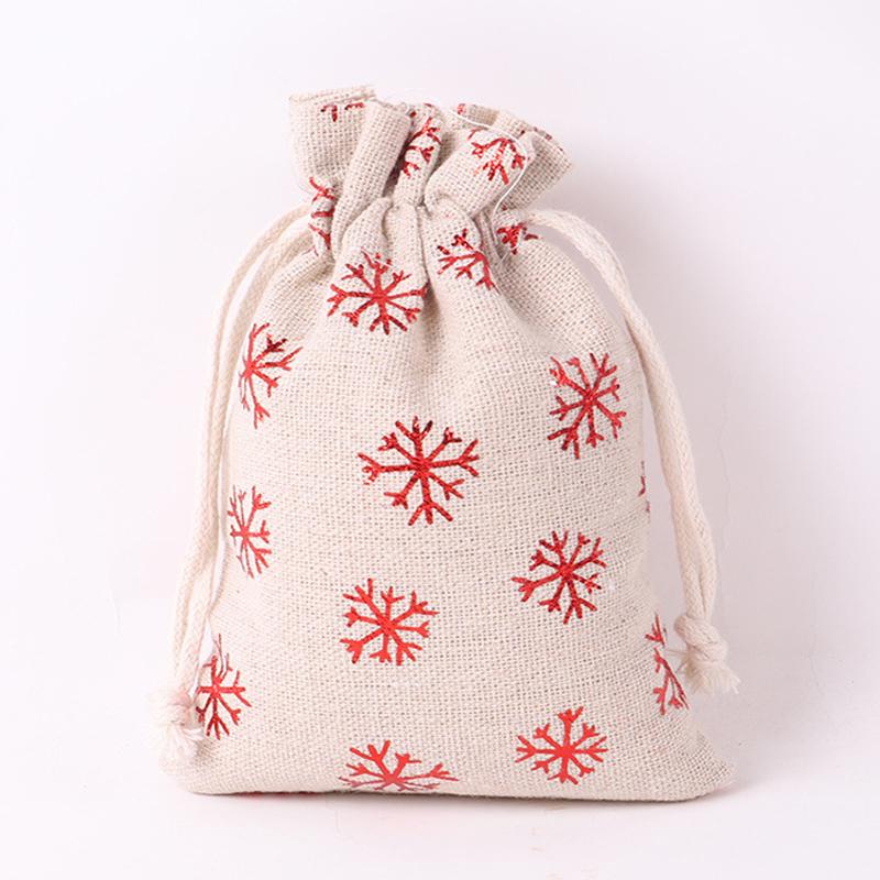 5Pcs Christmas Drawstring Gift Bag Candy Jewelry Packaging Bags for Xmas Decoration Christmas Bags