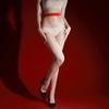 Sexy Red Narrow Edge High Waist Deep Crotch Aurora Stockings Ultra-thin Silky Transparent Glossy Reflective for Women
