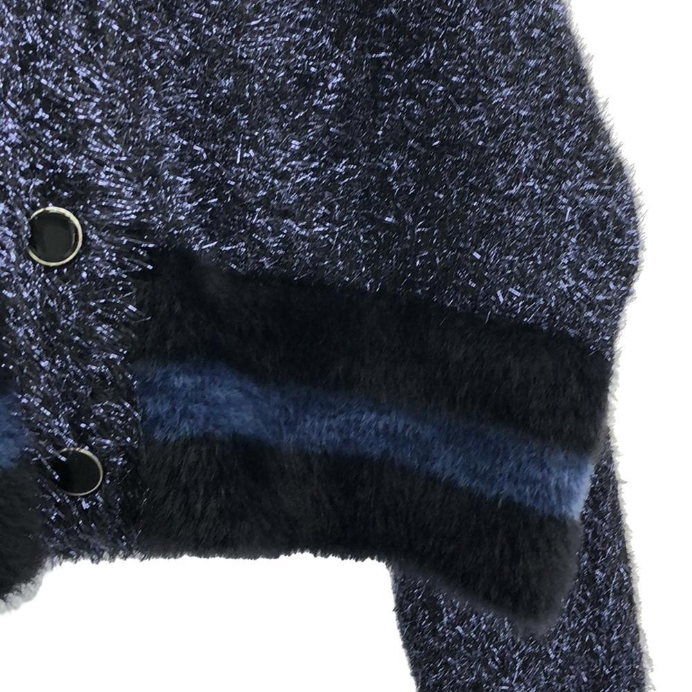 Desigual Border Long Sleeve Lame Fur Cardigan S Navy System Women Used
