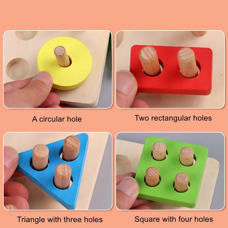 Montessori Wooden Fishing Clip Bee 3 In 1 Pillars Early Education Hand Eye Coordination Color Recognition Interactive Baby Toys