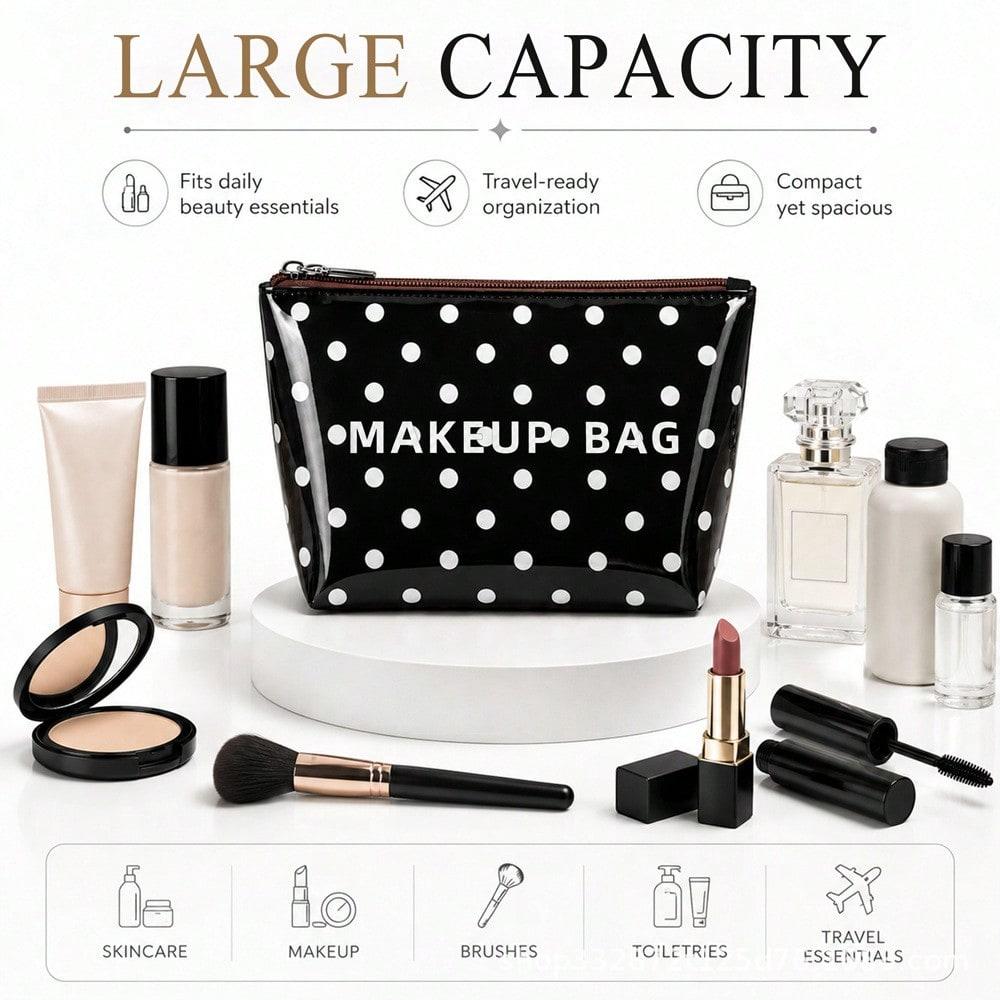 Polka Dot Cosmetic Bag Waterproof Leopard Print Travel Wash Beauty Large Capacity Storage Bag Clutch Bag