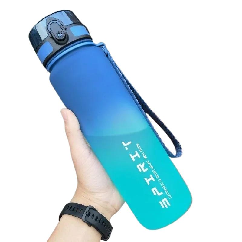 1 Liter/500ml/650ml Water Bottle Motivational Sports Bottle Leak Proof Plastic Drinking Cup Outdoor Travel Gym Fitness Jugs