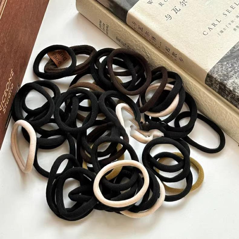 2025 Douyin Trend: 137-Piece High-Elasticity Black Hair Ties & Bands Set for Women