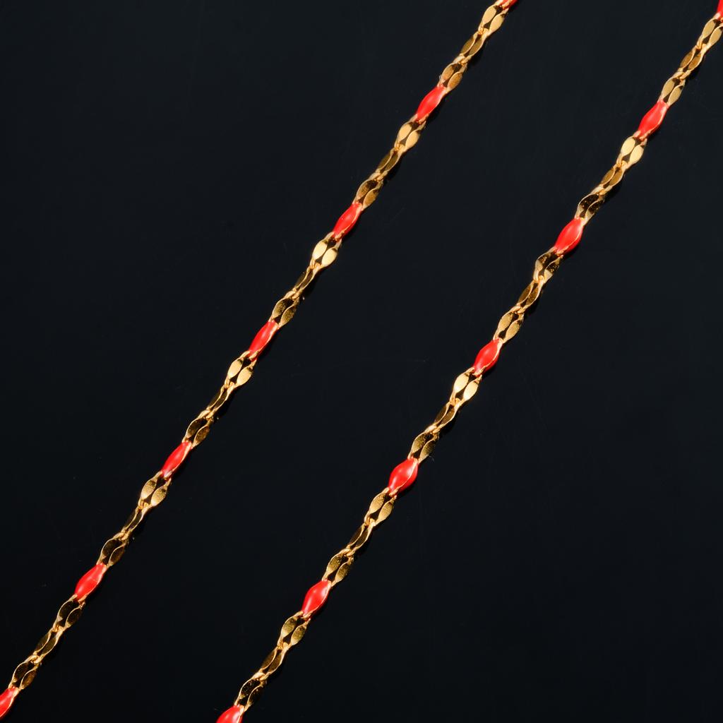 2.5mm Wide Gold Color Stainless Steel Lip Link  Chain Multi color Enamel Bead Necklace for Men Women Fashion Jewelry Gift
