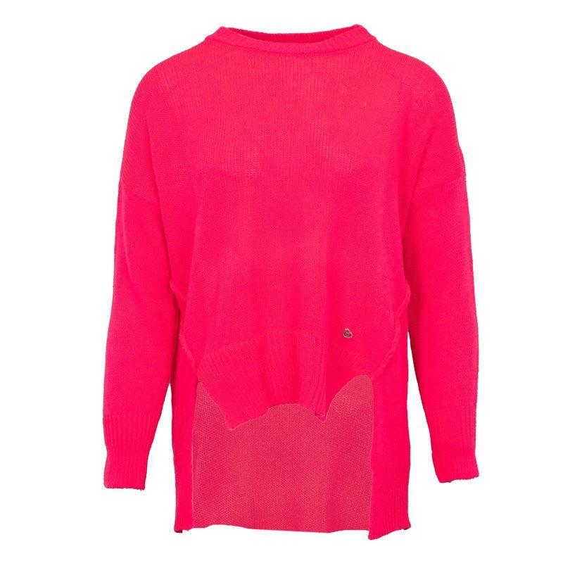 

Ярко-розовый трикотажный пуловер с круглым вырезом средней длины Женский PLEASE Taille unique розовый