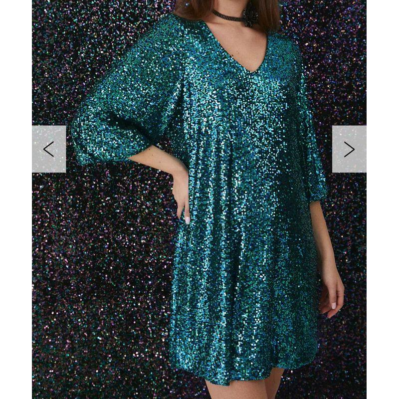 European and American Style Street Personalized Sequined Shiny Loose Annual Party Birthday Party Dress Elegant A- line Dress