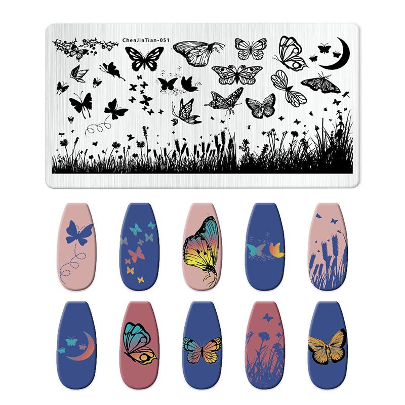 12*6cm Nail Stamping Plates Rose Butterfly Nail Art Plate Stainless Steel Nail Design Stencil Tools DIY Printing Design Stamp