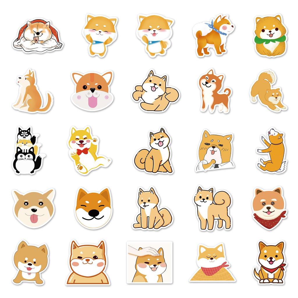 51 Cute Shiba Inu Stickers: Cartoon Dog Graffiti for Journals, Suitcases, Water Bottles, Waterproof Decor