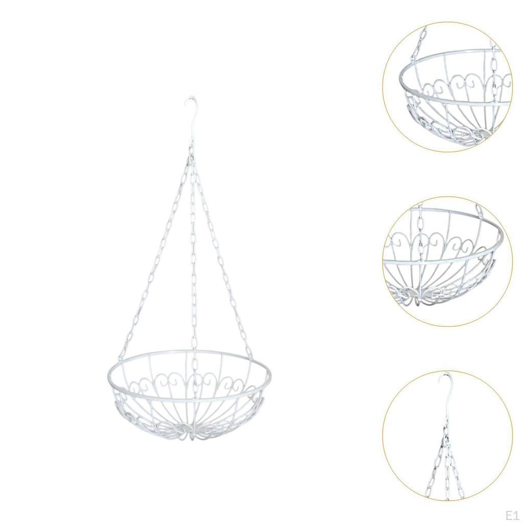 Flower Pot Hanging Basket Container with Chain Iron Art Plant Stand