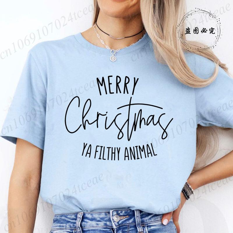 Fashion New Merry Christmas Ya Filthy Animal TShirt Unisex Unisex TShirt Christmas Saying Harajuku Streetwear TShirt Casual Tops S