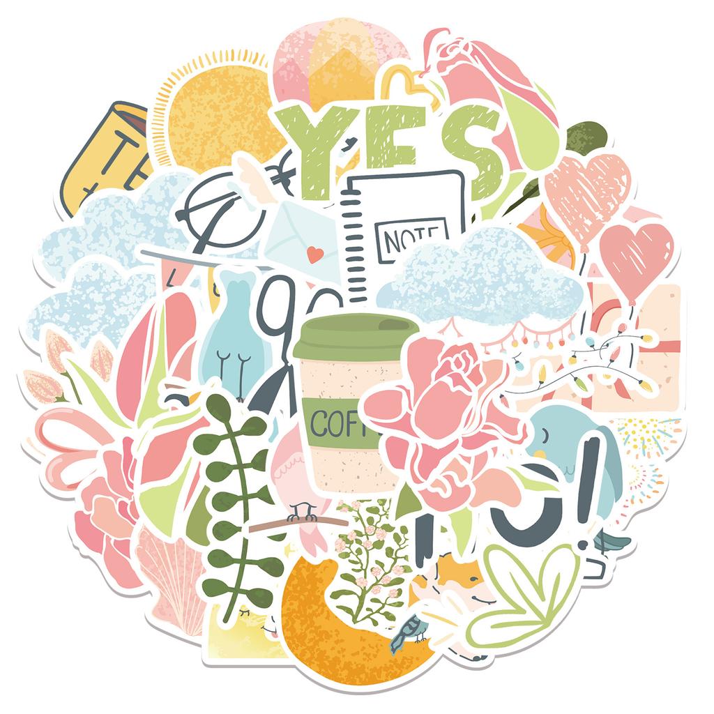 49 Cartoon Small Fresh Sunny Stickers Can Decorate Suitcase Pen Guitar Notebook Waterproof Hot Stickers