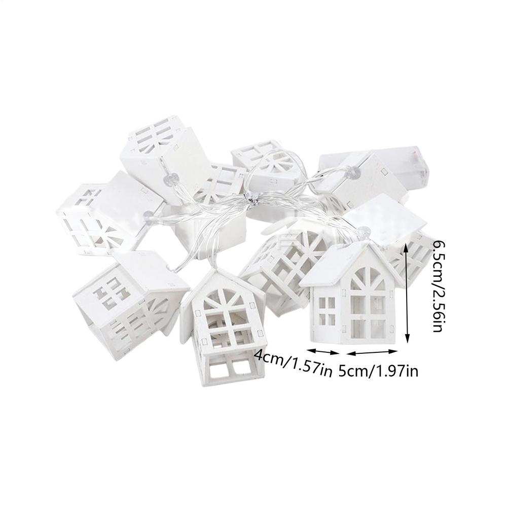 2-meter 10 LED USB Christmas String Lights Wooden Small House Shape LED Light String Star Christmas Tree Decorative Light