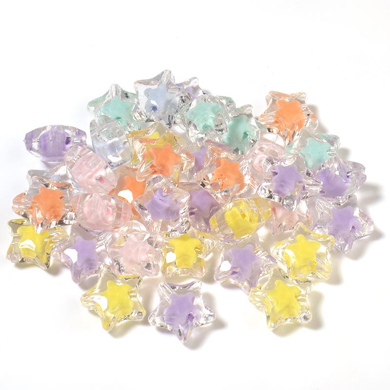 Pack of 50 Colorful Acrylic Star Beads for DIY Bracelets & Phone Chains