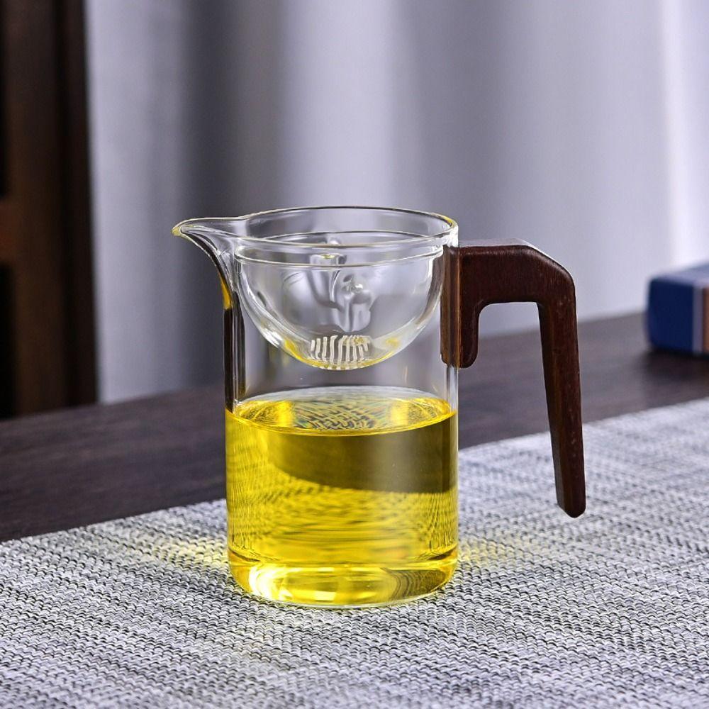 Wooden Brewing Teapot Glass Water Cup Drinkware Tea Infuser Filter  Tea Separation