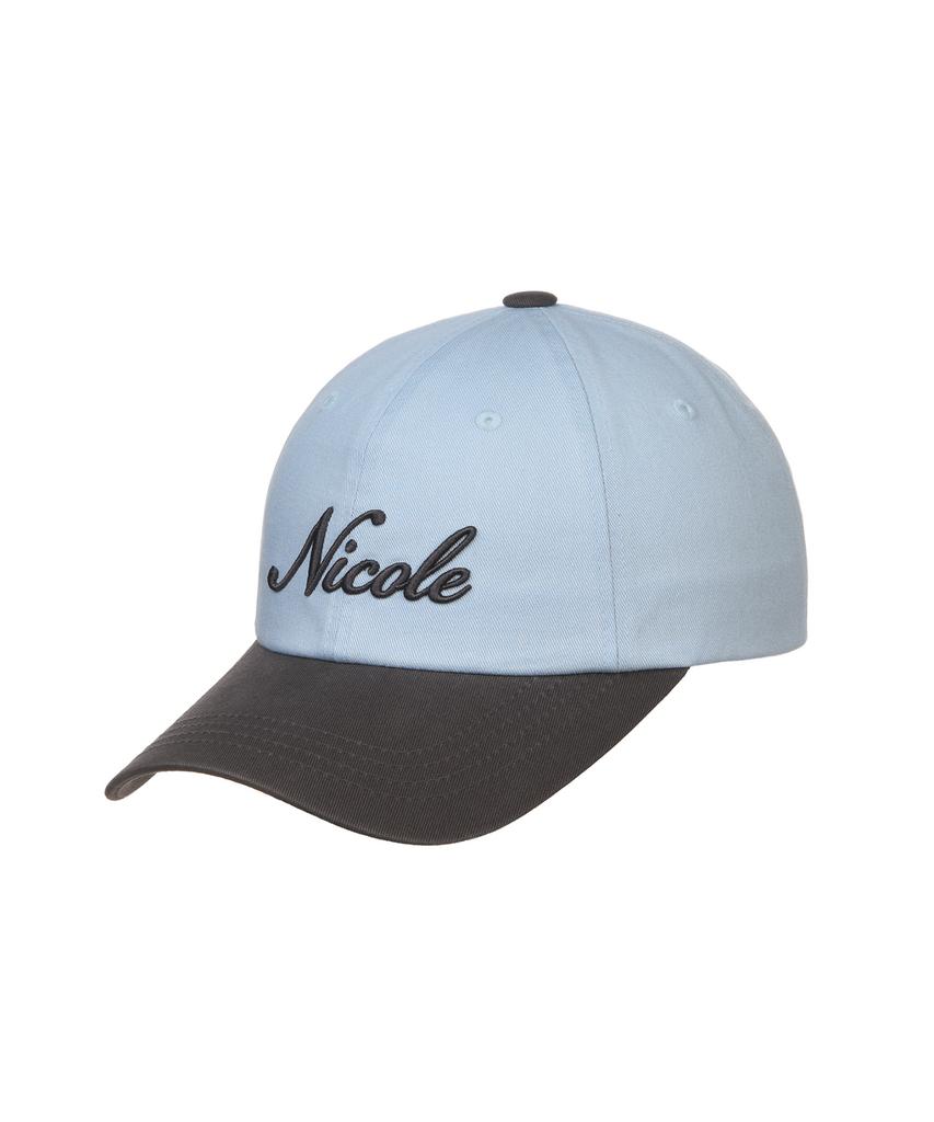 Nigaennikol Nicole Lettering Ball Cap_Sky Blue Charcoal