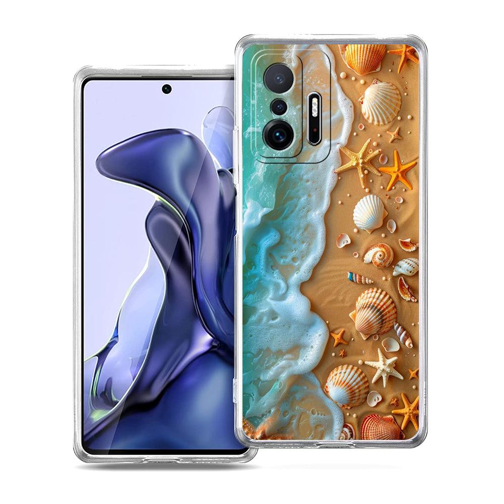 Transparent Phone Case for Xiaomi Mi 14 13 12 11 Ultra 13T 12T 11T Poco X3 NFC F3 F6 Pro Lite Soft TPU Seashell Starfish Pattern
